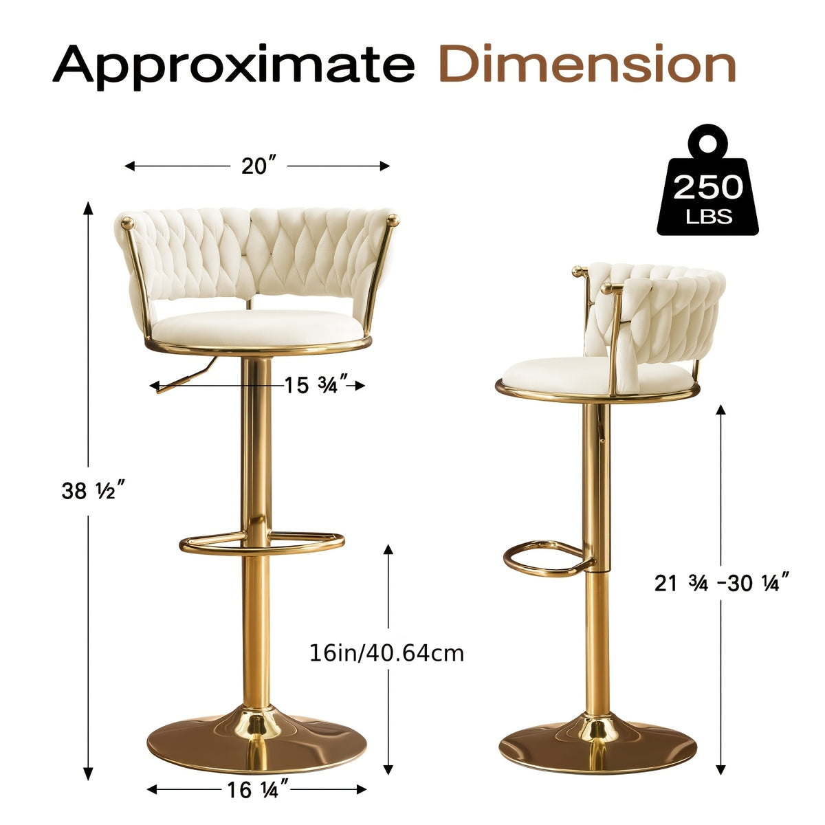 Modern Luxury Adjustable Swivel Bar Stools with Tufted Backrest & Gold Pedestal Base (Set of 4)
