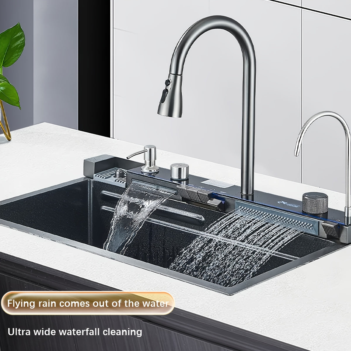 Ultra-Modern Multifunctional Smart Waterfall Kitchen Sink Set