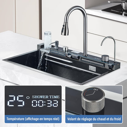 Ultra-Modern Multifunctional Smart Waterfall Kitchen Sink Set