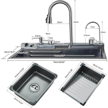 Ultra-Modern Multifunctional Smart Waterfall Kitchen Sink Set