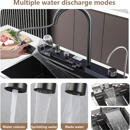 Ultra-Modern Multifunctional Smart Waterfall Kitchen Sink Set