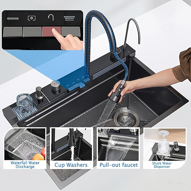 Ultra-Modern Multifunctional Smart Waterfall Kitchen Sink Set