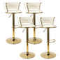 Modern Luxury Adjustable Swivel Bar Stools with Tufted Backrest & Gold Pedestal Base (Set of 4)