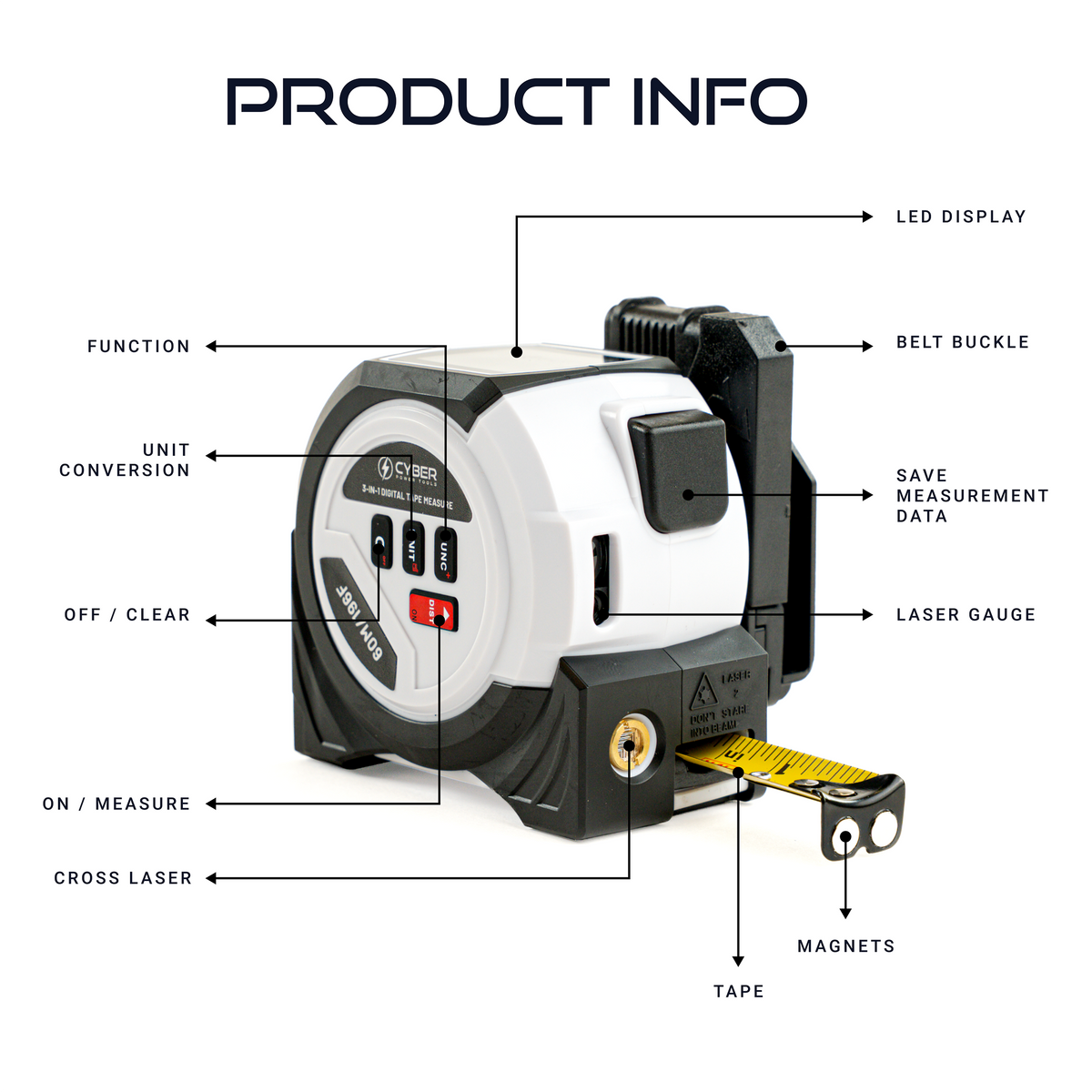 3-in-1 Professional Laser Tape Measure